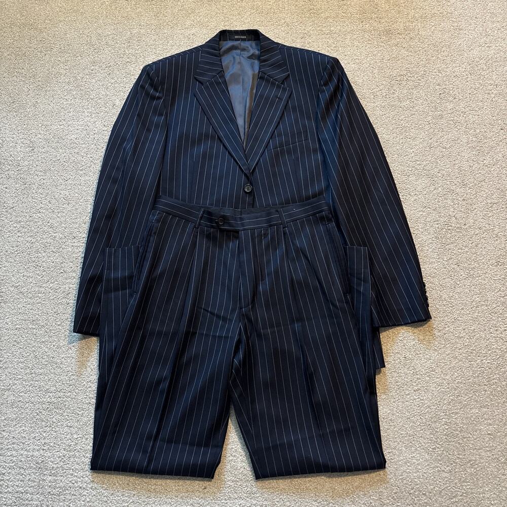Hugo Boss x Loro Piana Super 120’s Wool 2-Piece Men's Suit Size 44L Blue Striped